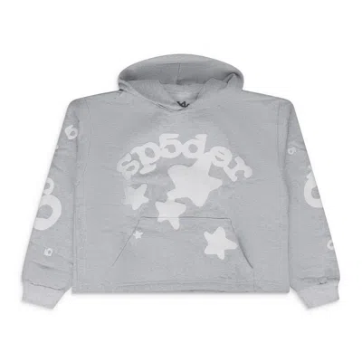 Sp5der Grey Womens Beluga Grey Crop Hoodie In Gray