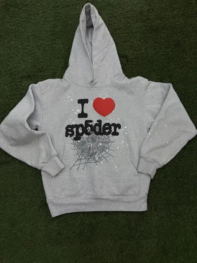 Pre-owned Sp5der Heart I Love  Hoodie (s)  In Gray