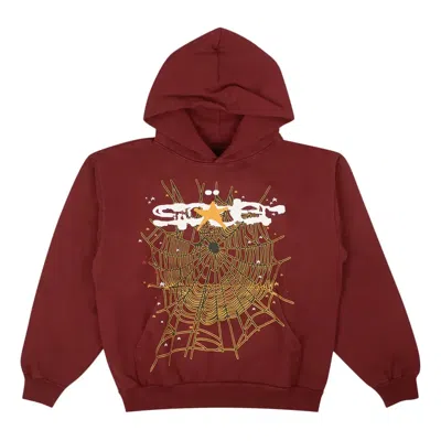 Sp5der Hoodie 'maroon' In Burgundy
