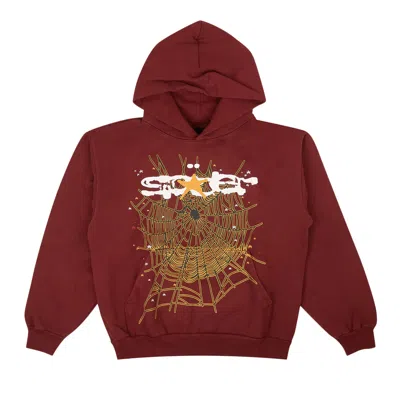 Pre-owned Sp5der Hoodie 'maroon' In Red