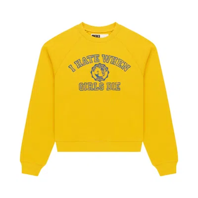 Pre-owned Sp5der I H8 When Girls Die Raglan Crewneck 'old Gold' | Yellow | Men's Size Xl