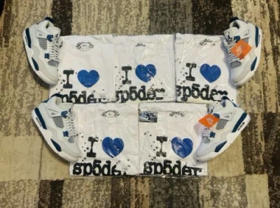 Pre-owned Sp5der I Heart  Tee Blue Ss24 Just Dropped/military Blue Color Sz Xl In White