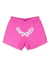 Sp5der Layered Logo-print Shorts In Pink