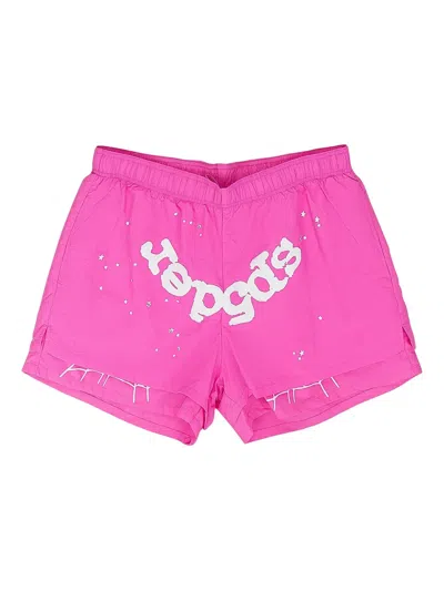 SP5DER LAYERED LOGO-PRINT SHORTS