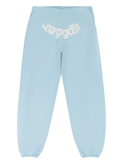 Sp5der Logo-embroidered Track Pants In Blue