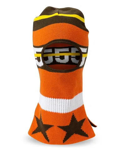 Sp5der Logo-intarsia Balaclava In Orange