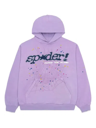 Sp5der Logo-print Hoodie In Purple