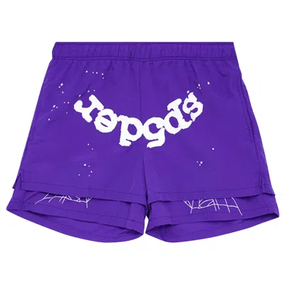 Pre-owned Sp5der Logo Short 'grape' In Purple