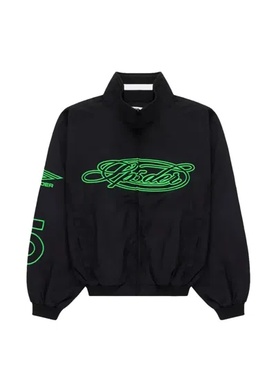 Sp5der Logo-embroidery High-neck Track Jacket In Black