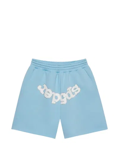 Sp5der Logo-print Jersey Shorts In Blue