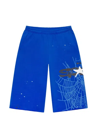 Sp5der Logo-print Shorts In Blue