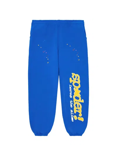 Sp5der Logo-print Track Pants In Blue
