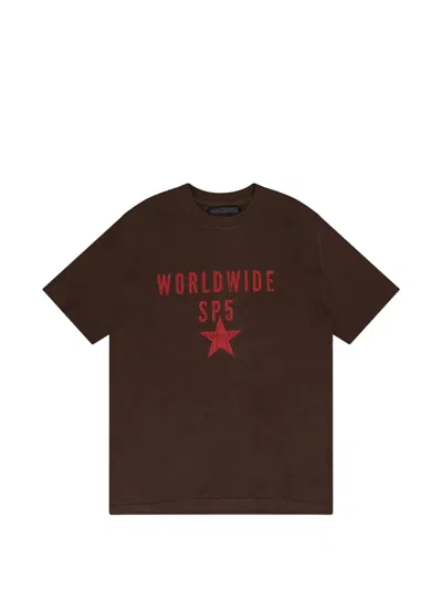 Sp5der Logo-print T-shirt In Brown