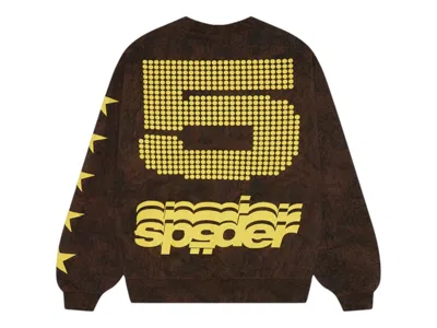 Pre-owned Sp5der Men's  5 Crewneck Sweatshirt In Brown