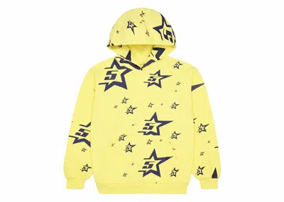Pre-owned Sp5der Men's  5star Hoodie In Yellow