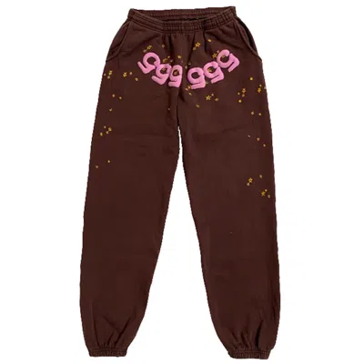 Pre-owned Sp5der Men's  Angel Number Sweatpants In Brown