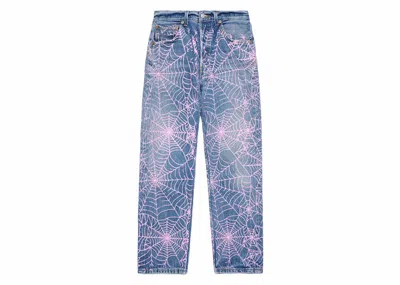 Pre-owned Sp5der Men's  Aop Vintage 501 Denim In Pink Web