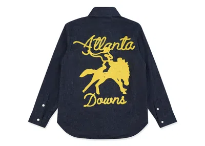 Pre-owned Sp5der Men's  Atl Downs Shirt In Indigo Denim In Blue