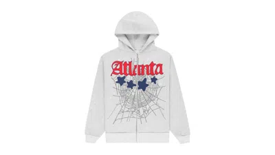Pre-owned Sp5der Men's  Atlanta Full Zip Hoodie In Heather Grey In Gray