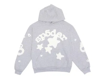 Pre-owned Sp5der Men's  Beluga Hoodie In Heather Grey In Gray