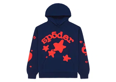 Pre-owned Sp5der Men's  Beluga Hoodie In Navy Blue