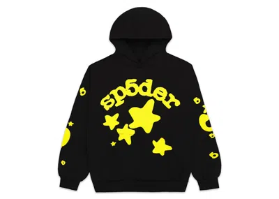 Pre-owned Sp5der Men's  Beluga Hoodie In Onyx/yellow In Multi