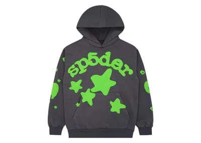Pre-owned Sp5der Men's  Beluga Hoodie In Slate Grey/green In Multi