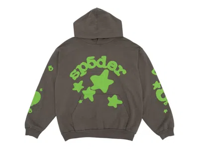 Pre-owned Sp5der Men's  Beluga Hoodie In Slate Grey/green In Multi