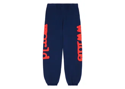 Pre-owned Sp5der Men's  Beluga Sweatpants In Navy Blue