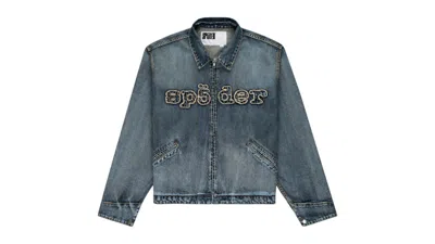 Pre-owned Sp5der Men's  Denim Work Jacket In Light Blue Wash