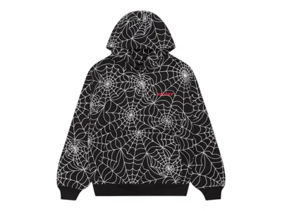Pre-owned Sp5der Men's  Embroidered Aop Hoodie In Black