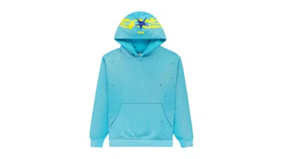 Pre-owned Sp5der Men's  Heavy Web Hoodie In Cyan In Blue