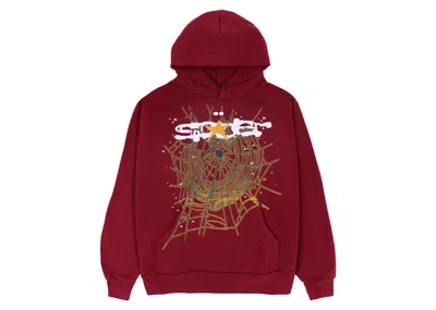 Pre-owned Sp5der Men's  Logo Hoodie In Maroon