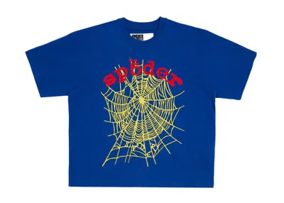Pre-owned Sp5der Men's  Og Logo V2 Heavyweight Tee Shirt In Navy Blue