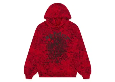Pre-owned Sp5der Men's  Og Tree Camo Hoodie In Red