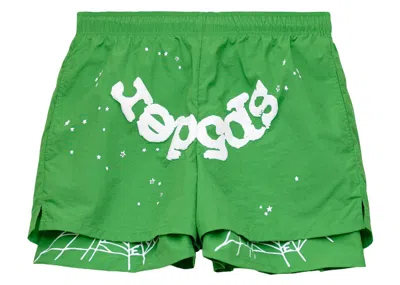 Pre-owned Sp5der Men's  Og Web Double Layer Short In Green