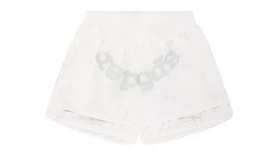 Pre-owned Sp5der Men's  Og Web Double Layer Short In White