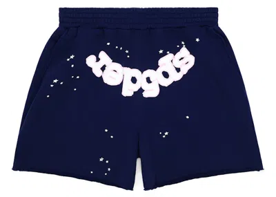 Pre-owned Sp5der Men's  Og Web Logo Sweat Short In Navy Blue