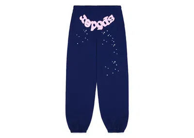Pre-owned Sp5der Men's  Og Web Sweatpants In Navy Blue