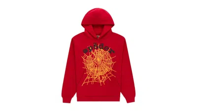 Pre-owned Sp5der Men's  Og Web V2 Hoodie In Red