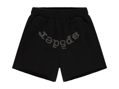 Pre-owned Sp5der Men's  Og Web V2 Rhinestone Short In Black