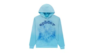 Pre-owned Sp5der Men's  Og Web V2 Spray Hoodie In Light Blue