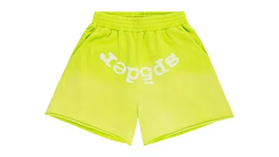 Pre-owned Sp5der Men's  Og Web V2 Sweatshort In Acid Green