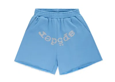 Pre-owned Sp5der Men's  Og Web V2 Sweatshort In Dusty Blue