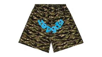Pre-owned Sp5der Men's  Og Web V2 Sweatshort In Tiger Camo