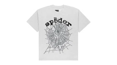 Pre-owned Sp5der Men's  Og Web V2 Tee Shirt In Heather Grey In Gray