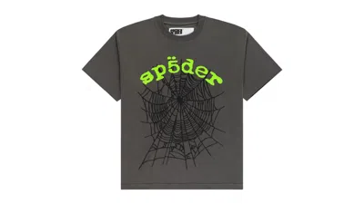 Pre-owned Sp5der Men's  Og Web V2 Tee Shirt In Slate Grey In Gray