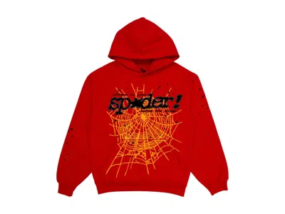 Pre-owned Sp5der Men's  P*nk V2 Hoodie In Red
