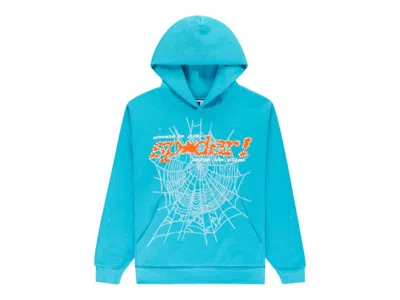 Pre-owned Sp5der Men's  Punk V2 Hoodie In Cyan In Blue