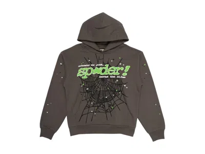 Pre-owned Sp5der Men's  Punk V2 Hoodie In Slate Grey In Gray